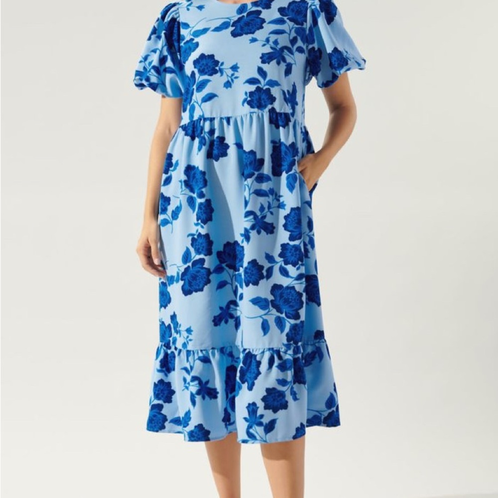 NWT Blue Floral Piper & Scoot Midi Dress